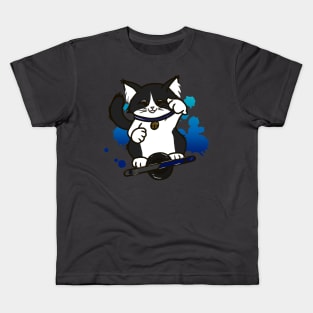 Onewheel Cat Long Hair Tuxedo Kids T-Shirt